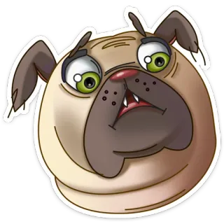 😳 pug, anjing, hewan, kartun, imut, peliharaan telegram sticker