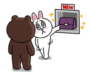✨ Brown, Cony NEW line friends, brown, cony, shopping, new, handbag telegram sticker