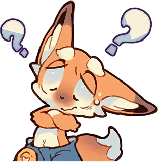 🤨 лиса, мультфильм, животное, стикер, вопрос, в замешательстве, милый telegram sticker
