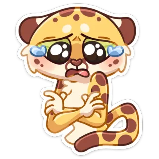 😢 animal, leopardo, triste, llorando, lindo telegram sticker