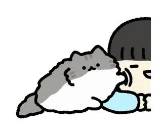 😙 gato, lindo, chica, durmiendo, animal, mascota, dibujos animados telegram sticker