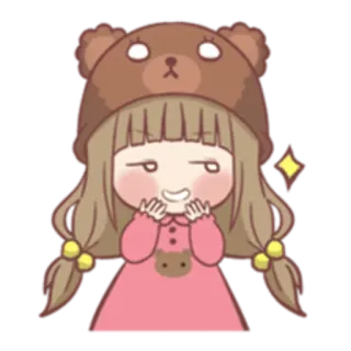 😏 милый, девушка, аниме, медведь, шляпа, мультфильм telegram sticker
