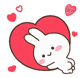 ❤️ กระต่าย, หัวใจ, น่ารัก, ความรัก, สัตว์, การ์ตูน telegram sticker