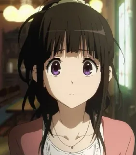 😕 Chitanda Eru Hyouka Аниме, Девочка, Студентка, милая telegram sticker