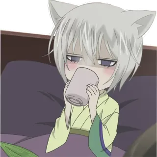 ☕ Tomoe Kamisama Kiss anime, fox, chibi, tomoe, kamisama kiss telegram sticker