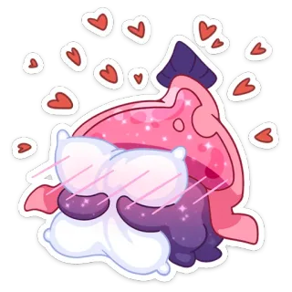 😍 carino, amore, cuori, cuscino, dormire, cartoni animati whatsapp sticker