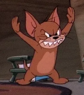 😈 Jerry Mouse Tom and Jerry Jerry, mouse, cartoon, angry, funny, Tom and Jerry telegram sticker