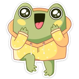 😍 grenouille, dessin animé, mignon, animal, kawaii, autocollant whatsapp sticker