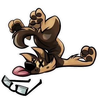 😵 Hund, tot, Brille, Cartoon, Sticker telegram sticker