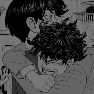 ✖️ anime, hug, friendship, cartoon, manga, affection whatsapp sticker