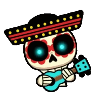 ๐ป skeleton, day of the dead, mariachi, guitar, music, calavera, mexican, hat telegram sticker