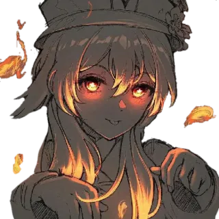 😜 Hu Tao Genshin Impact Аниме, Ху Тао, Genshin Impact, Персонаж, Видеоигра, Огонь telegram sticker