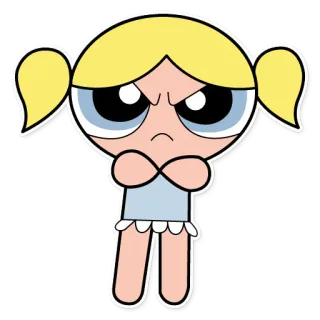 😡 Bubbles The Powerpuff Girls Cartone animato, Arrabbiata, Ragazza, Bionda, Le Superchicche telegram sticker