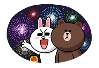 🎆 кролик, медведь, фейерверк, праздник, мультфильм, милый telegram sticker