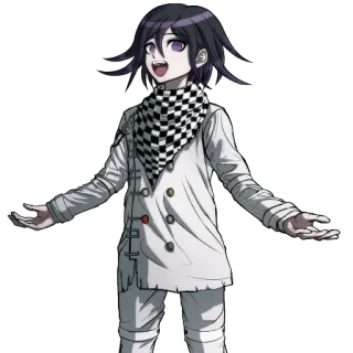 😁 Kokichi Oma Danganronpa V3: Killing Harmony Аниме, Danganronpa, Кокичи Ома, Персонаж, Игра, Черно-белый, Счастливый telegram sticker