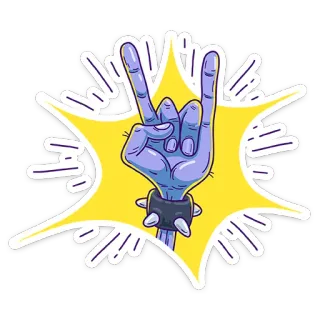 🤘 Rock, Geste de la main, Rock and Roll, Métal, Cornes, Sticker telegram sticker