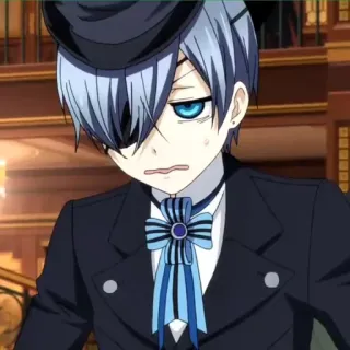 ♥️ Ciel Phantomhive Black Butler anime, manga, ciel phantomhive, black butler, character, top hat, anime boy telegram sticker