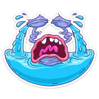 😭 pleurer, triste, larmes, émotions, dessin animé, eau, détresse telegram sticker