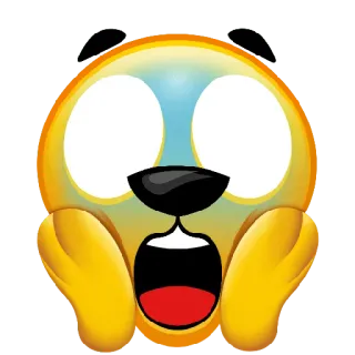 😀 emoji, chocado, expressão, surpreso, assustado, amarelo whatsapp sticker