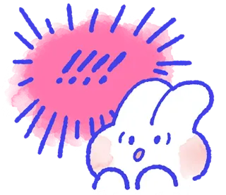 😨 !!!! Hase, süß, Ausruf, Überraschung, rosa, Cartoon telegram sticker