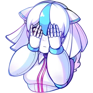 🫣 애니메이션 소녀, 로봇, 슬픈, 숨기, 사이보그, 귀여운, 카와이 telegram sticker