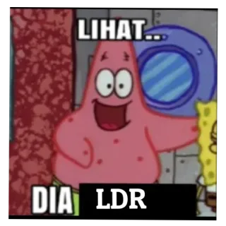 😈 Patrick Star Spongebob Squarepants LIHAT... DIA LDR การ์ตูน, แพทริก, สพันจ์บ็อบ, มีม, ตลก telegram sticker