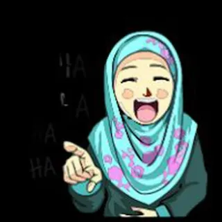 😂 HAHA Хиджаб, Смех, Женщина, Мультфильм whatsapp sticker