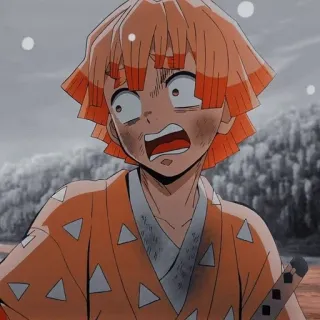 🌟 Zenitsu Agatsuma Demon Slayer anime, demon slayer, zenitsu, shocked, sword, fear, anime character, manga telegram sticker