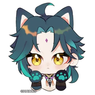🐾 Xiao @HAWKS anime, chibi, cute, fanart, genshin impact, xiao telegram sticker