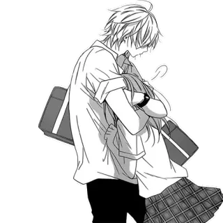 ❤ Anime, Manga, Couple, Câlin, Uniforme scolaire, Romance, Affection telegram sticker