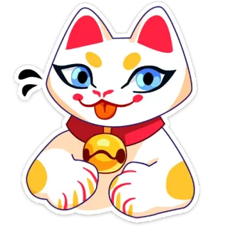 😋 cat, cute, sticker, maneki neko, lucky cat, animal, cartoon whatsapp sticker