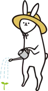 🐰 conejo, jardinería, riego, planta, naturaleza, dibujo animado, animal telegram sticker