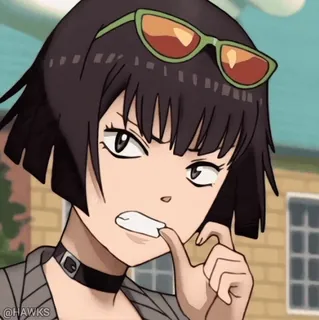 ♨️ anime girl, sunglasses, cartoon character, female, digital art, clip art whatsapp sticker