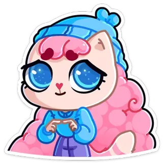 🥺 kucing, lucu, kartun, stiker, hewan, merah muda telegram sticker