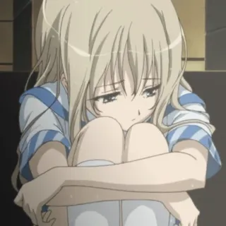 ☹️ Anime, Traurig, Mädchen, Blond, Weinend telegram sticker