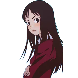 😕 Anime, Ragazza, capelli lunghi, divisa scolastica telegram sticker