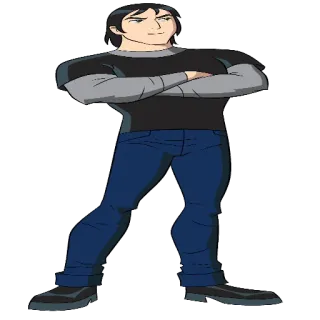 😘 персонаж, мультфильм, мужчина, мужской, стоя, руки скрещены telegram sticker