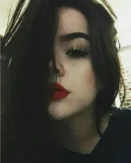 😐 mulher, retrato, batom vermelho, beleza, maquiagem telegram sticker