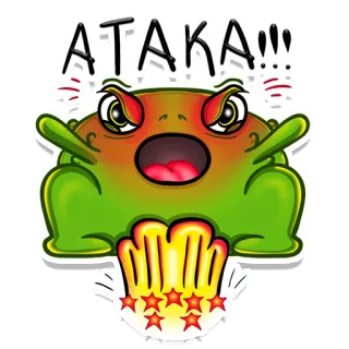 🤬 ATAKA!!! カエル, 怒り, 攻撃, 動物, 漫画, ミーム telegram sticker