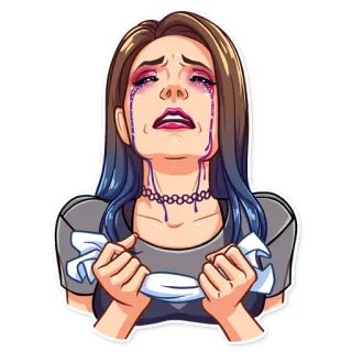 😭 pleurer, triste, bouleversé, émotion, dessin, femme telegram sticker