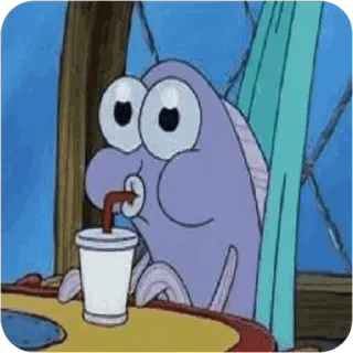 😴 fish, drinking, cartoon, spongebob whatsapp sticker