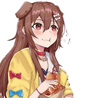 🍿 もぐもぐ Anime, Cane, Mangiare, Carino, Cartone animato whatsapp sticker