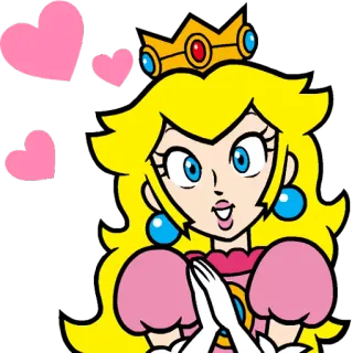 😍 Princess Peach Prinzessin Peach, Mario, Nintendo, Videospielcharakter, Cartoon, Herz, Süß telegram sticker