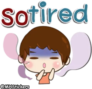 😫 sotired 累, 疲惫, 卡通, 困, 表情 telegram sticker