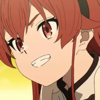 😁 anime, meisje, rood haar, glimlachend, schattig telegram sticker