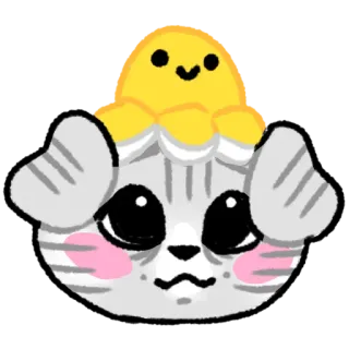 🐙 kucing, anak ayam, imut, hewan, stiker, hewan peliharaan, kartun telegram sticker