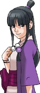 😏 Maya Fey Ace Attorney アニメ, 笑顔, 霊媒師, 紫, かわいい telegram sticker
