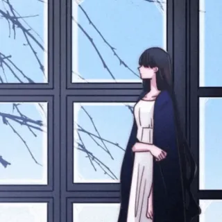 ⛓ woman, anime, manga, dress, window, brunette telegram sticker