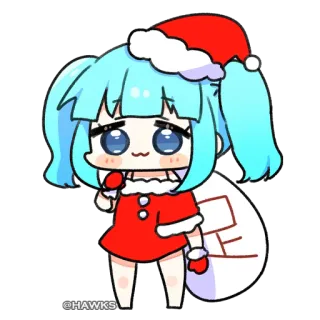 🤶 Natale, ragazza, chibi, anime, carina whatsapp sticker