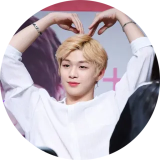 ❤️ kpop, love sign, rambut pirang, korea whatsapp sticker